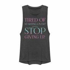 Promo 👏 Unbranded Juniors' Tired Of Starting Over Stop Giving Up Graphic Muscle Tee 😀