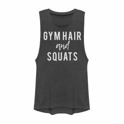 Best deal 🔔 Unbranded Juniors' Gym Hair And Squats Bold Graphic Muscle Tee 🛒