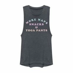 Best deal 🎉 Unbranded Juniors' More Naps Snacks & Yoga Pants Gradient Graphic Muscle Tee 😍