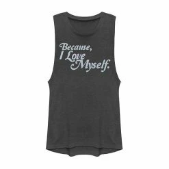 Hot Sale 🔥 Unbranded Juniors' Because I Love Myself Baby Blue Graphic Muscle Tee 👍