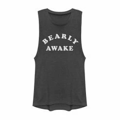 Hot Sale ⌛ Unbranded Juniors' "Bearly Awake" Text Muscle Tee 😉
