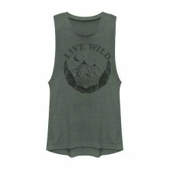 New ✨ Unbranded Juniors' "Live Wild" Mountain And Feathers Muscle Tee 🌟