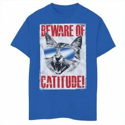 Promo 🔔 Unbranded Boys 8-20 Beware Of Catitude Poster Graphic Tee ⌛