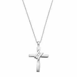 Best Sale 😍 Unbranded 10k White Gold Diamond Accent Cross Pendant 😀