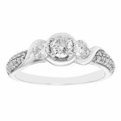 Best Pirce ⭐ Unbranded 14k White Gold 3/4 Carat T.W. Diamond Three-Stone Engagement Ring 🎁