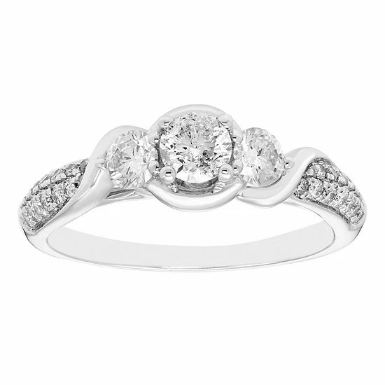 Best Pirce โญ Unbranded 14k White Gold 3/4 Carat T.W. Diamond Three-Stone Engagement Ring ๐