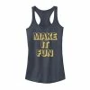 Discount ✔️ Unbranded Juniors' Make It Fun Text Outline Tank Top 🧨