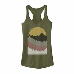 Hot Sale ⌛ Unbranded Juniors' Vintage Sunset Over Mountains Sketch Graphic Tank ⭐