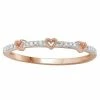 Cheapest ❤️ Unbranded 10k Rose Gold Diamond Accent Heart Station Band Ring 🎁
