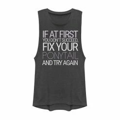 Promo 🔥 Unbranded Juniors' Fix Your Ponytail And Try Again Simple Muscle Tee ✨