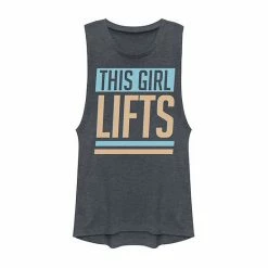 New 🧨 Unbranded Juniors' Workout Apparel This Girl Lifts Text Graphic Muscle Tee 😀