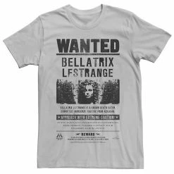 Brand new ✔️ Unbranded Men's Harry Potter Bellatrix Lestrange Wanted Newspaper Graphic Tee 🎉