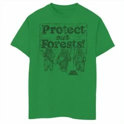 Cheap ✨ Unbranded Boys 8-20 Star Wars Ewoks Protect Our Forests Camp Graphic Tee Kelly 🔔