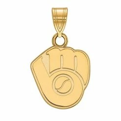 Best reviews of 🔔 Unbranded LogoArt Milwaukee Brewers 10k Gold Mini Ball & Glove Logo Pendant White 🧨