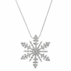 Outlet 😍 Unbranded Silver Tone Simulated Crystal Snowflake Necklace ⭐