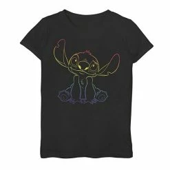 Flash Sale ⭐ Unbranded 👧 Girls 7-16 Disney Lilo & Stitch Rainbow Line Art Portrait Tee ✔️