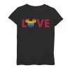 Wholesale ⭐ Unbranded 👧 Girls 7-16 Disney Mickey Mouse Love Head Rainbow Stripe Tee 🔥