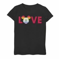 Best Pirce 👍 Unbranded 👧 Girls 7-16 Disney Mickey And Friends Love Mickey Face Text Tee ⌛