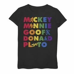 New ⌛ Unbranded 👧 Girls 7-16 Disney Mickey And Friends Rainbow Text Tee 🎉