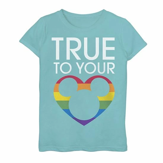 Promo ๐ Unbranded ๐ง Girls 7-16 Disney Mickey Mouse True To Your Heart Cut Out Tee ๐