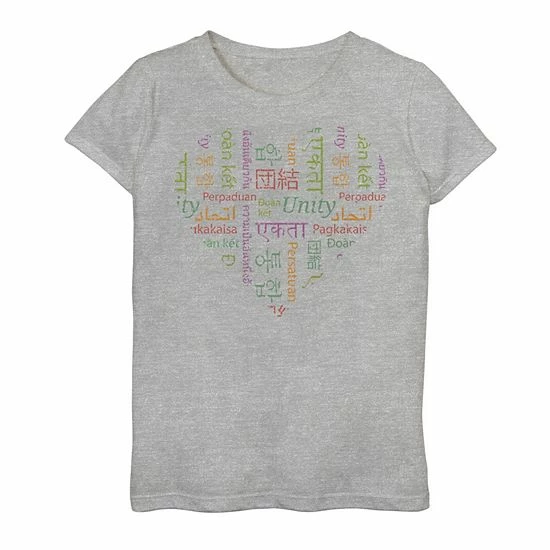Best deal 😉 Unbranded 👧 Girls 7-16 Unity Heart Text Fill Tee 🎉