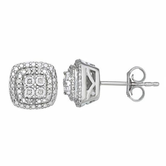 Wholesale ⌛ Unbranded Sterling Silver 1/10 Carat T.W. Diamond Halo Stud Earrings 😀 - Image 3
