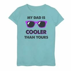New 👍 Unbranded 👧 Girls 7-16 My Dad Is COOLER Than Yours Blue Kid's Father's Day Graphic Tee 🛒