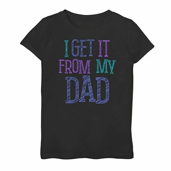 Outlet 🤩 Unbranded 👧 Girls 7-16 I Get It From My Dad Purple & Blue Kid's Father's Day Graphic Tee 🎁