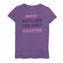 Promo 🔔 Unbranded 👧 Girls 7-16 Mom Like Dad Only Smarter Pink 👩 Mother's Day Graphic Tee ✔️