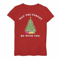 Best deal 🔔 Unbranded 👧 Girls 7-16 "May The Forest Be With You" ❄ Christmas Tree Graphic Tee 🔔