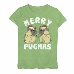 Outlet 🤩 Unbranded 👧 Girls 7-16 "Merry Pugmas" Holiday Graphic Tee 🔥