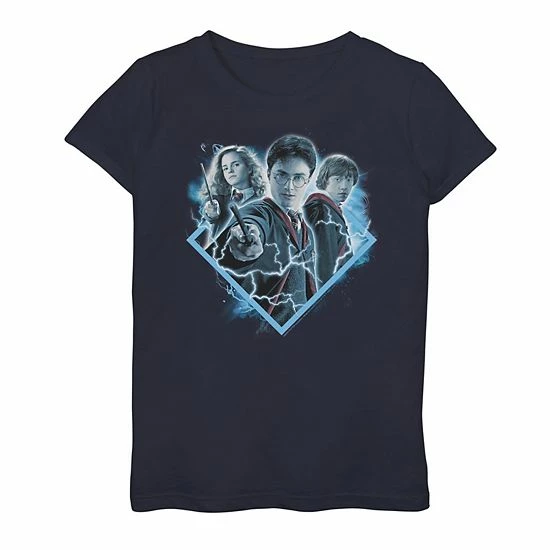 New 🥰 Unbranded 👧 Girls 7-16 Harry Potter Blue Lighting Portrait Graphic Tee 🥰