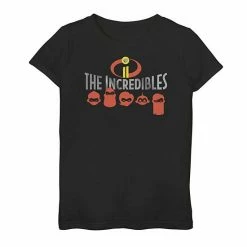 New 👍 Unbranded 👧 Girls 7-16 Disney / Pixar The Incredibles 2 Silhouette Faces Graphic Tee ⭐
