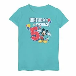 Promo ⭐ Unbranded Disney's Mickey Mouse 👧 Girls 7-16 5th 🎂 Birthday Graphic Tee 🤩