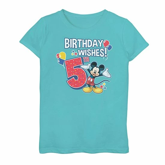 Promo โญ Unbranded Disney's Mickey Mouse ๐ง Girls 7-16 5th ๐ Birthday Graphic Tee ๐คฉ
