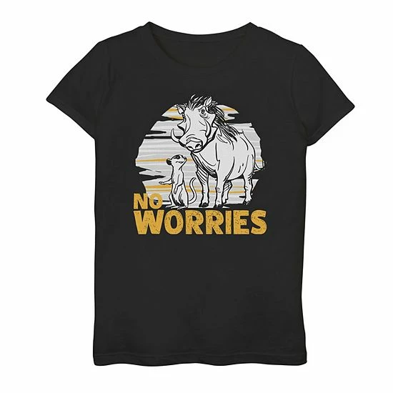 Wholesale ๐ Unbranded Disney's The Lion King ๐ง Girls 7-16 Timon & Pumbaa "No Worries" Graphic Tee ๐งจ