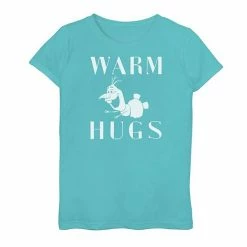 Promo 🤩 Unbranded Disney's Frozen 2 👧 Girls 7-16 Olaf "Warm Hugs" Graphic Tee Tahi Blue 🥰