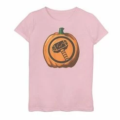 New 👏 Unbranded 👧 Girls 7-16 Marvel Thor 🔨 Hammer Logo Pumpkin Tee 🤩