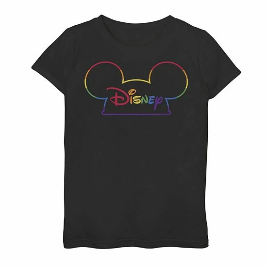 Coupon ๐ Unbranded ๐ง Girls 7-16 Disney Mickey Mouse Ears Rainbow Line Art Tee ๐