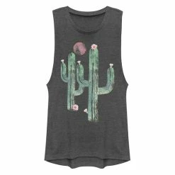 Budget 😀 Unbranded Juniors' Fifth Sun Cactus Life Sketched Festival Muscle Tank Charcoal 🔥