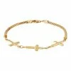 New 🥰 Unbranded 10k Gold Triple Sideways Cross Bracelet ⌛