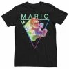 Coupon ⌛ Unbranded Men's Nintendo Super Mario Neon Triangle Frame Portrait Logo Graphic Tee ❤️