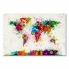 New 😉 Unbranded ''Paint Splashes World Map'' Canvas Wall Art By Michael Tompsett 🔔