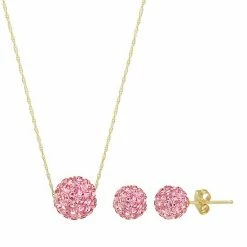 Best deal 🔔 Unbranded 14k Gold Crystal Fireball Necklace & Stud Earring Set Blue 🛒