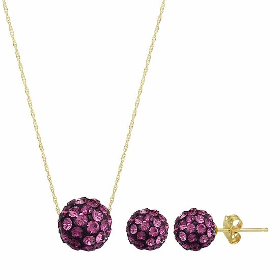 Best deal 🔔 Unbranded 14k Gold Crystal Fireball Necklace & Stud Earring Set Blue 🛒 - Image 3