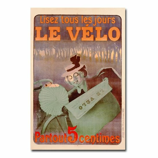 New ๐ฅ Unbranded "Le Velo, 1899" 30" X 47" Canvas Art By Ferdinand Misti-Mifliez ๐