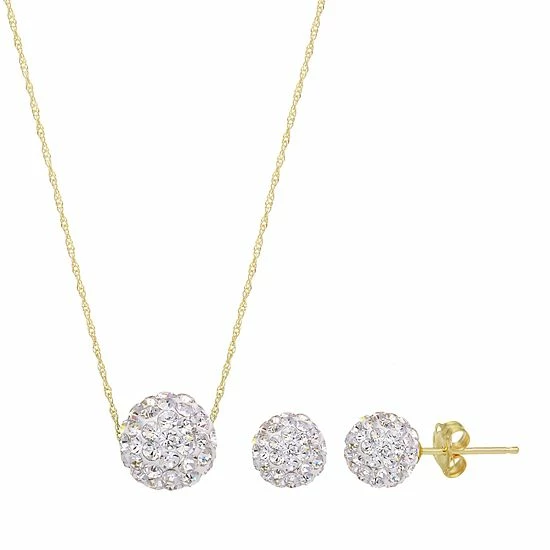 Best deal 🔔 Unbranded 14k Gold Crystal Fireball Necklace & Stud Earring Set Blue 🛒 - Image 5