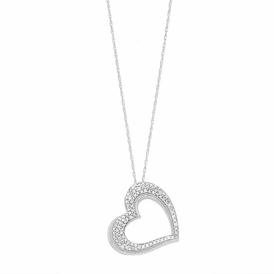 Cheapest ๐ Unbranded Sterling Silver 1/4 Carat T.W. Diamond Sideways Heart Pendant Necklace ๐