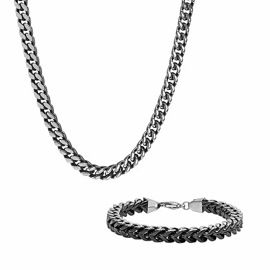 Best Pirce โญ Unbranded Men's Two-Tone Stainless Steel Franco Link Chain & Bracelet Set ๐