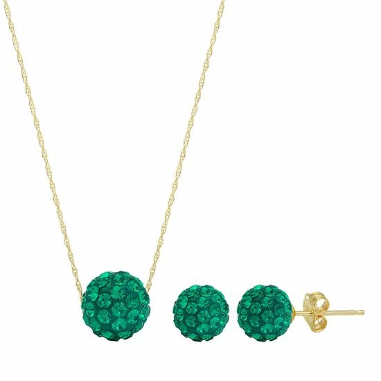 Best deal 🔔 Unbranded 14k Gold Crystal Fireball Necklace & Stud Earring Set Blue 🛒 - Image 7